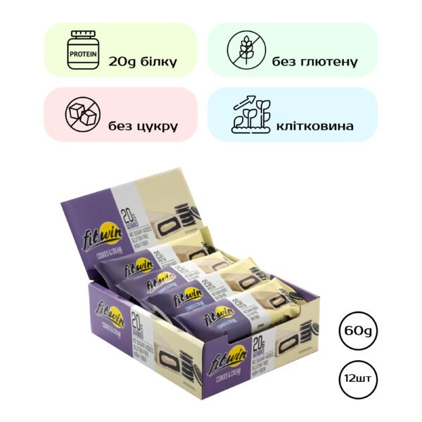 FitWin Печиво з протеїном Кокосова кремова — 12х60г