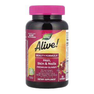 Nature's Way Волосся, Шкіра та Нігті з Колагеном — 60 жувальних цукерок полуниця