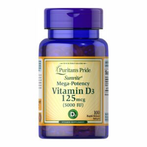 Puritans Pride Вітамін D-3 125 мкг (5000 МО) Mega Potency - 100 таблеток