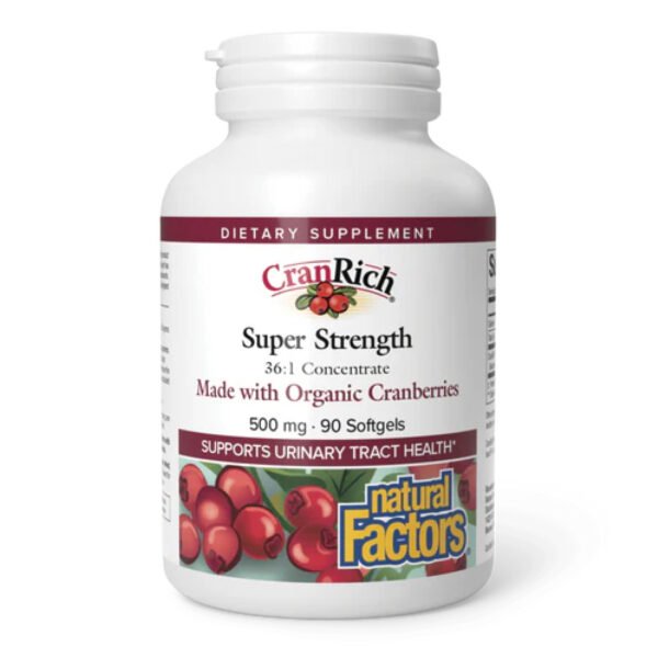 Natural Factors CranRich®️ Супер Сила Органічний Концентрат Журавлини 500мг - 90 капсул