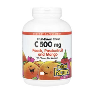 Natural Factors Вітамін C 500 мг — 90 жувальних ваферів персиково-пасифлоровий та манго