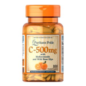 Puritans Pride Вітамін C-500 мг з біофлавоноїдами та шипшиною - 100 капсул