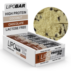 Lipobar Протеїновий батончик з кокосом та шоколадними хрустиками — 20x50г