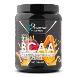 Powerful Progress BCAA 2:1:1 + Глутамін — 500 г тропічний мікс
