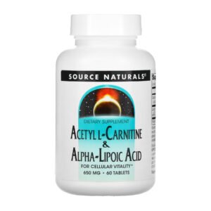 Source Naturals Ацетил L-карнітин та Альфа-ліпоєва кислота 650 мг - 60 таблеток