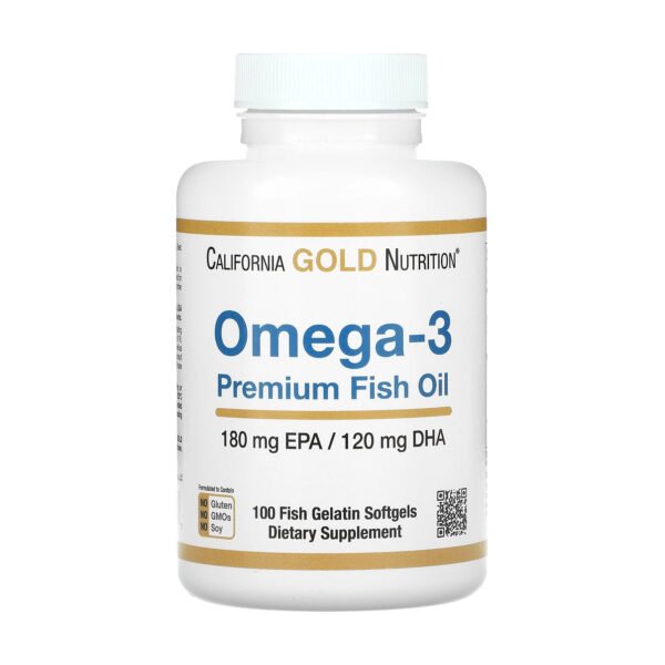 California Gold Nutrition Омега-3 Преміум Риб'ячий Жир 180мг - 100 капсул