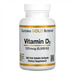 California Gold Nutrition Вітамін D3 125 мкг (5000 МО) — 360 капсул риб'ячого жиру