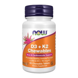 Now Foods D3 + K2 Жувальні таблетки — 90 таблеток