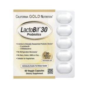California Gold Nutrition LactoBif 30 Пробіотики — 60 рослинних капсул