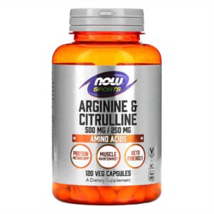 Now Foods L-аргінін 500мг + Цитрулін 250мг - 120 рослинних капсул