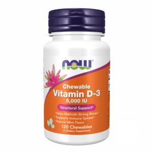 Now Foods Вітамін D-3 5000 МО Жувальні м'ятні таблетки — 120 шт.