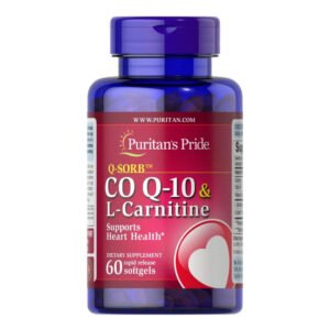 Puritans Pride Q-SORB™ Co Q-10 30 мг плюс L-Карнітин 250 мг - 60 капсул