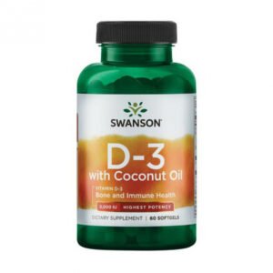 Swanson D3 з кокосовою олією 5000 IU - 60 капсул