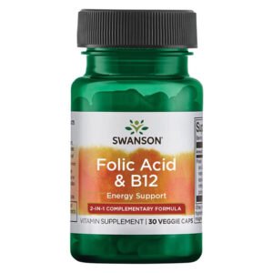 Swanson Фолієва кислота B12 — 30 рослинних капсул