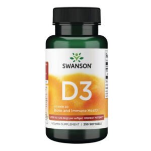 Swanson Вітамін D3 Найвища Потужність 5,000 IU (125 мкг) — 250 капсул