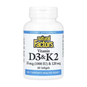 Natural Factors Вітамін D3 та K2 25 мкг (1000 МО) та 120 мкг - 60 капсул
